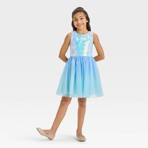 Cat & Jack Blue Sequin Tulle Dress